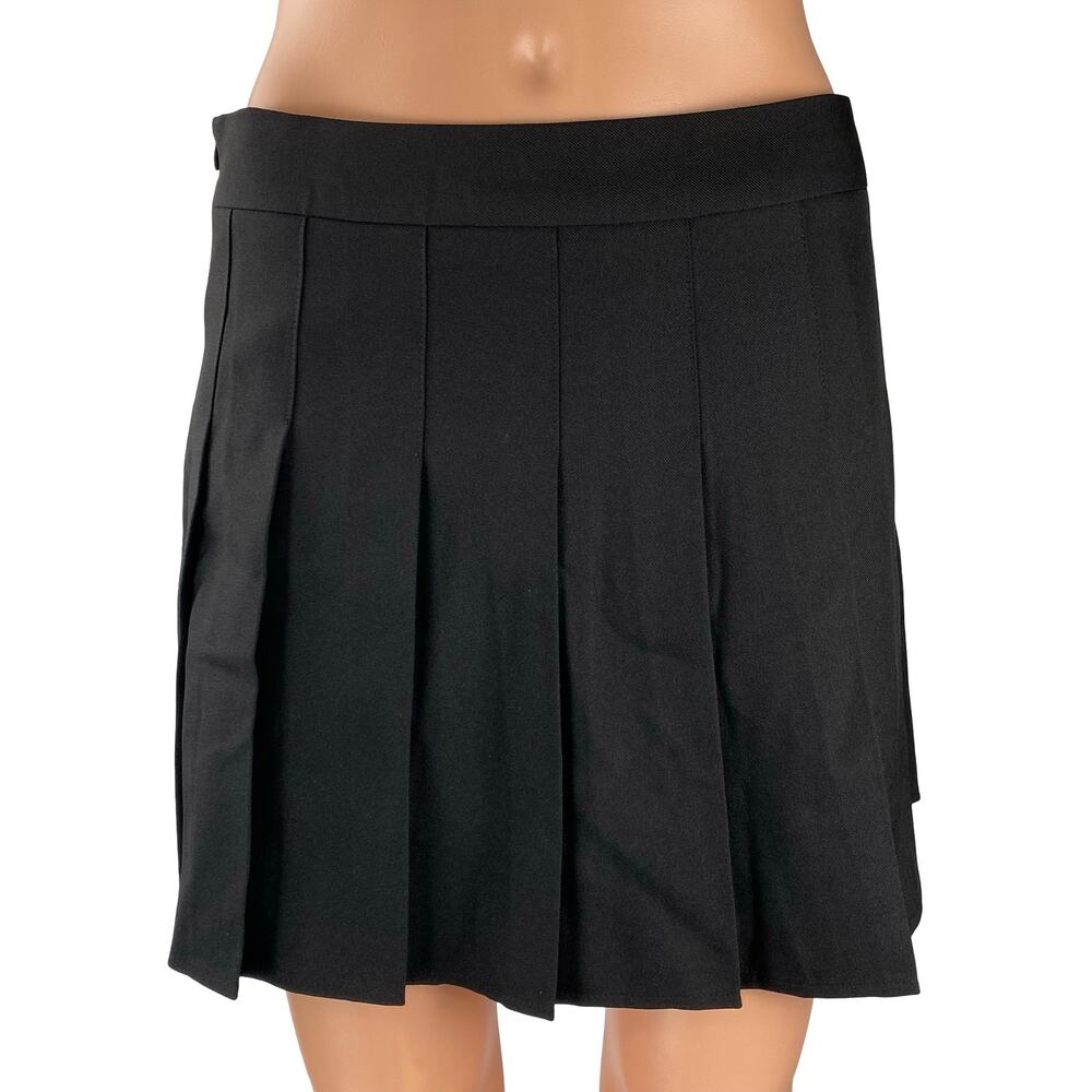 Fashion Women's Black High Waist Pleated Tennis Casual Mini A Line Skirt Size L